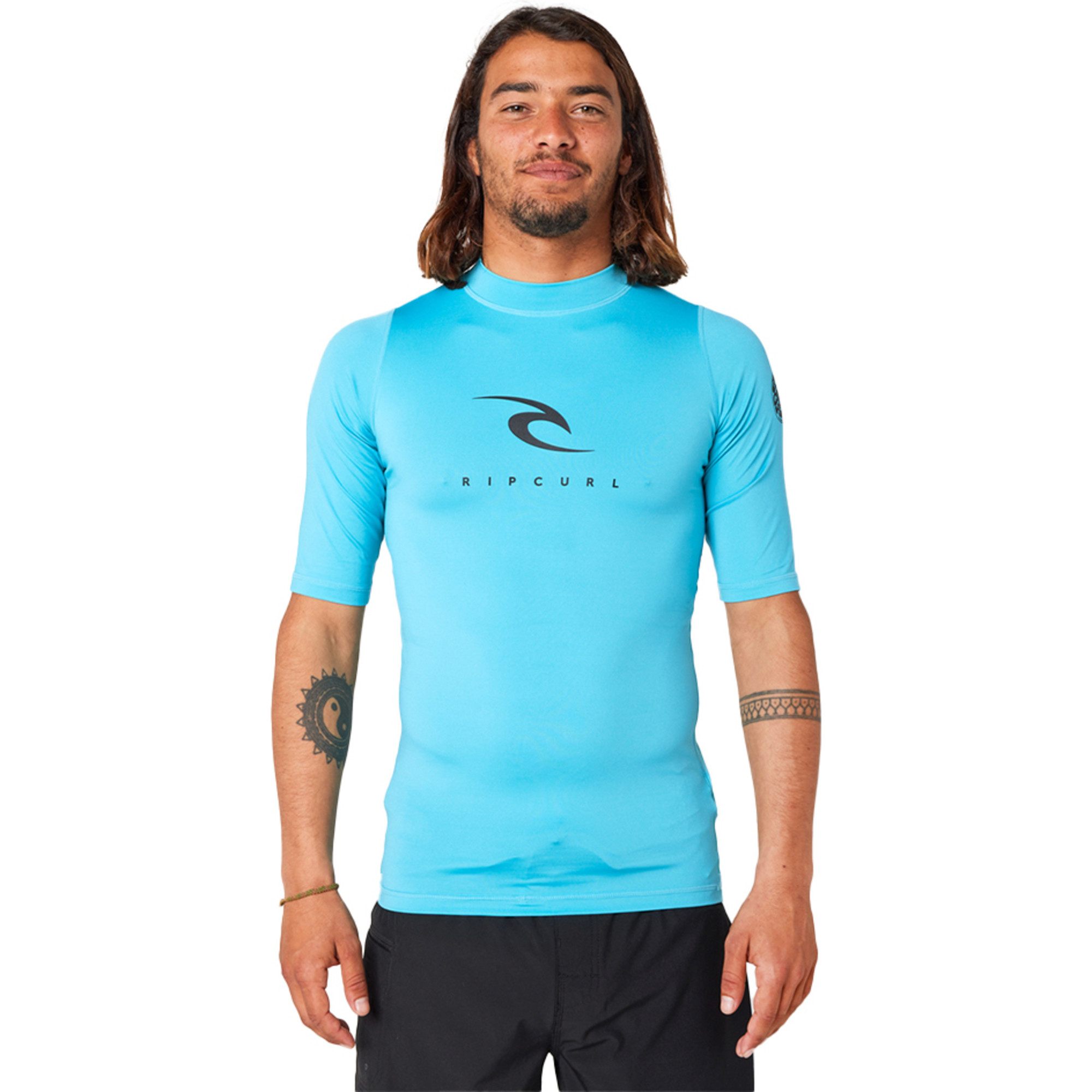 2023 Rip Curl Mens Corps Short Sleeve Rash Vest 12JMRV Blue